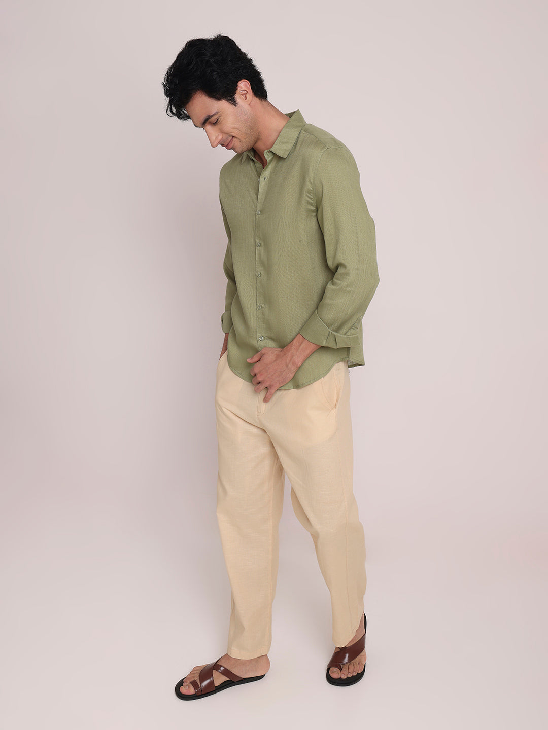 Olive Premium Linen Blend Shirt