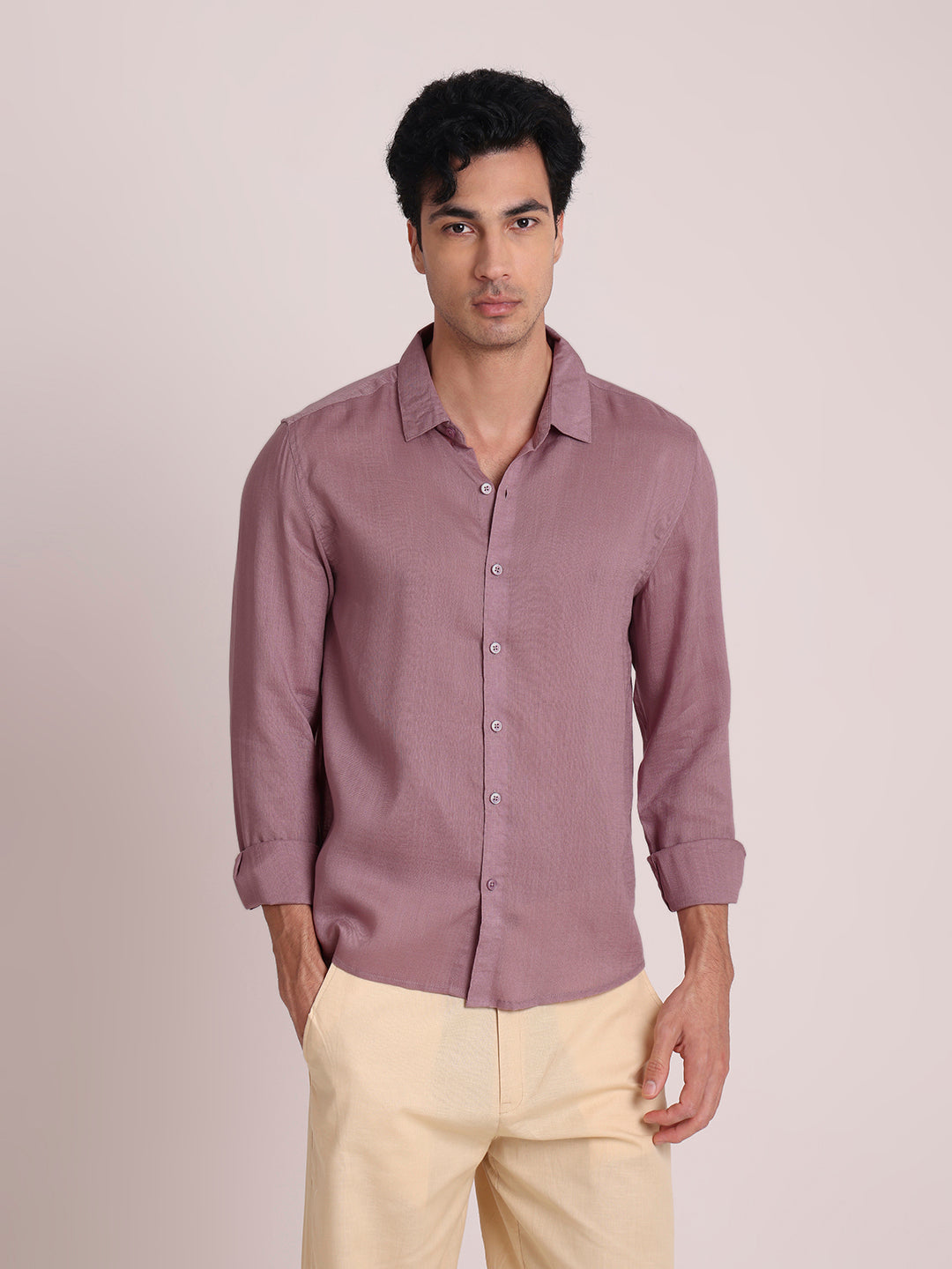 Lavender Premium Linen Blend Shirt