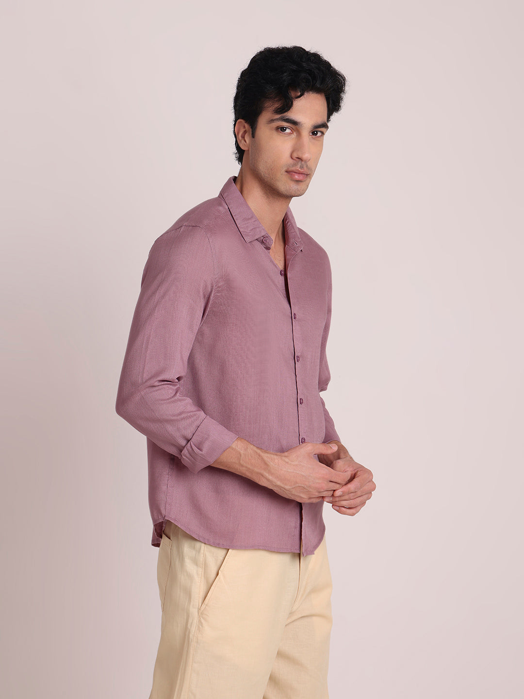 Lavender Premium Linen Blend Shirt
