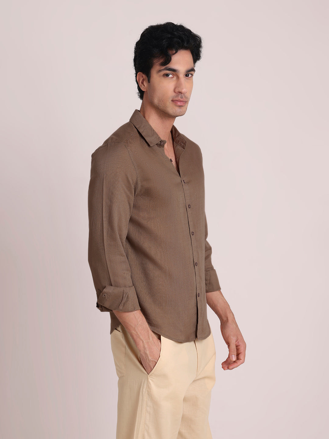 Beige Premium Linen Blend Shirt