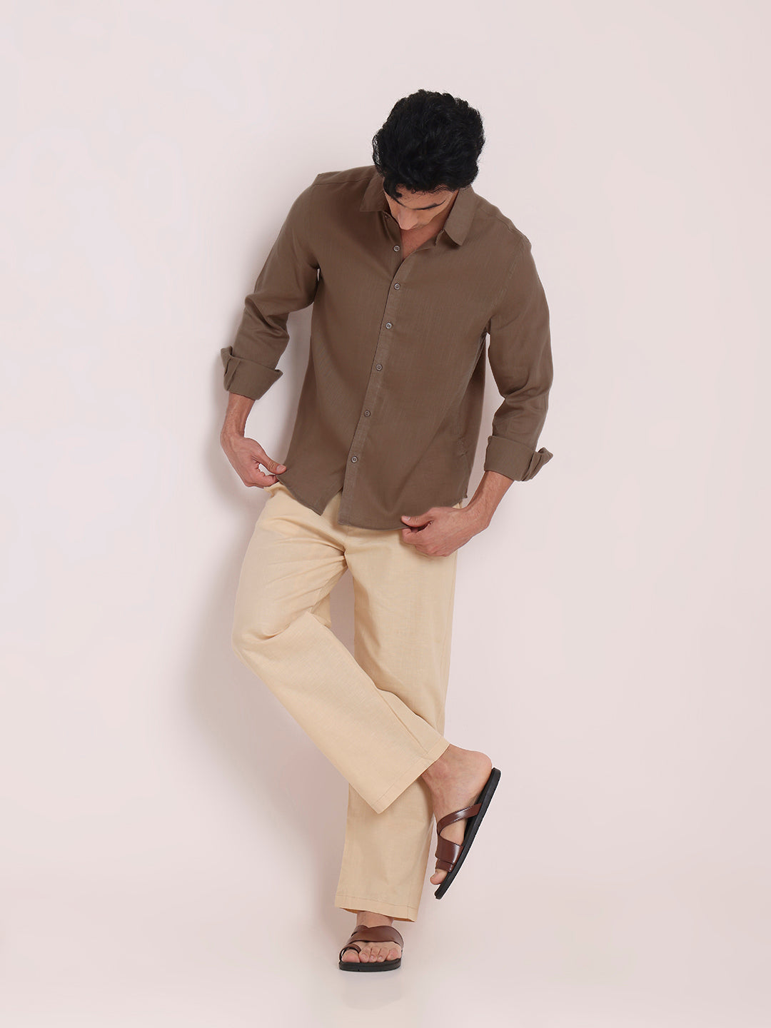 Beige Premium Linen Blend Shirt