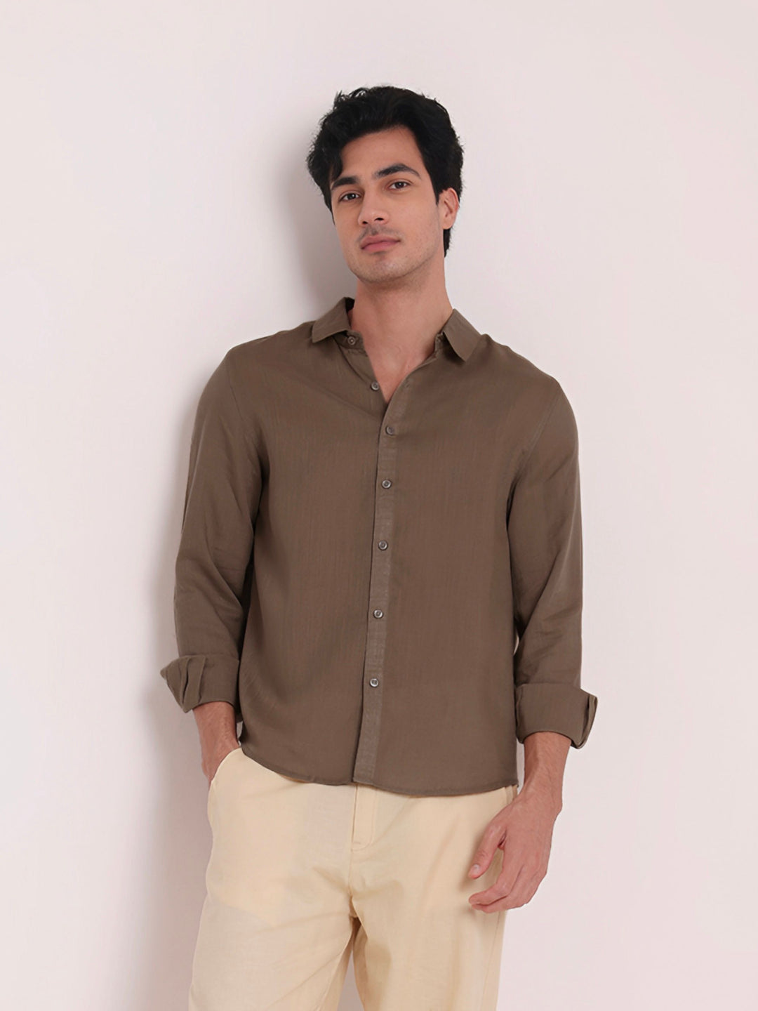 Beige Premium Linen Blend Shirt