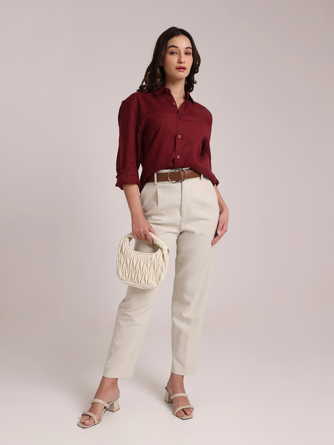 Maroon Premium Linen Blend Shirt