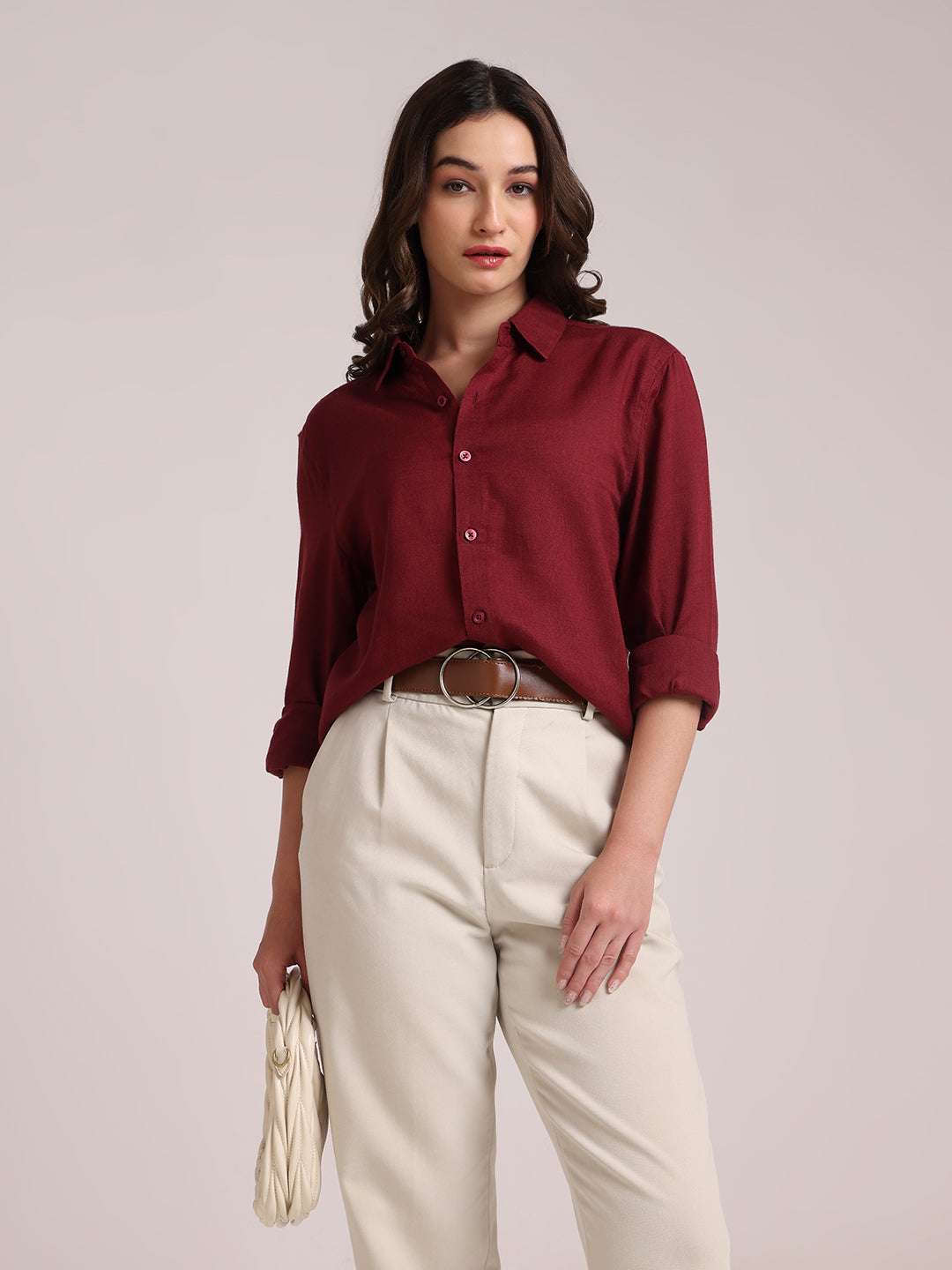 Maroon Premium Linen Blend Shirt