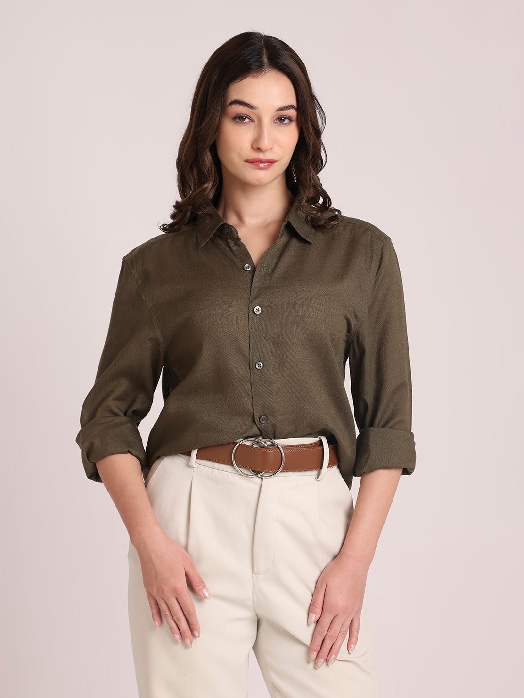 Dark Green Premium Linen Blend Shirt