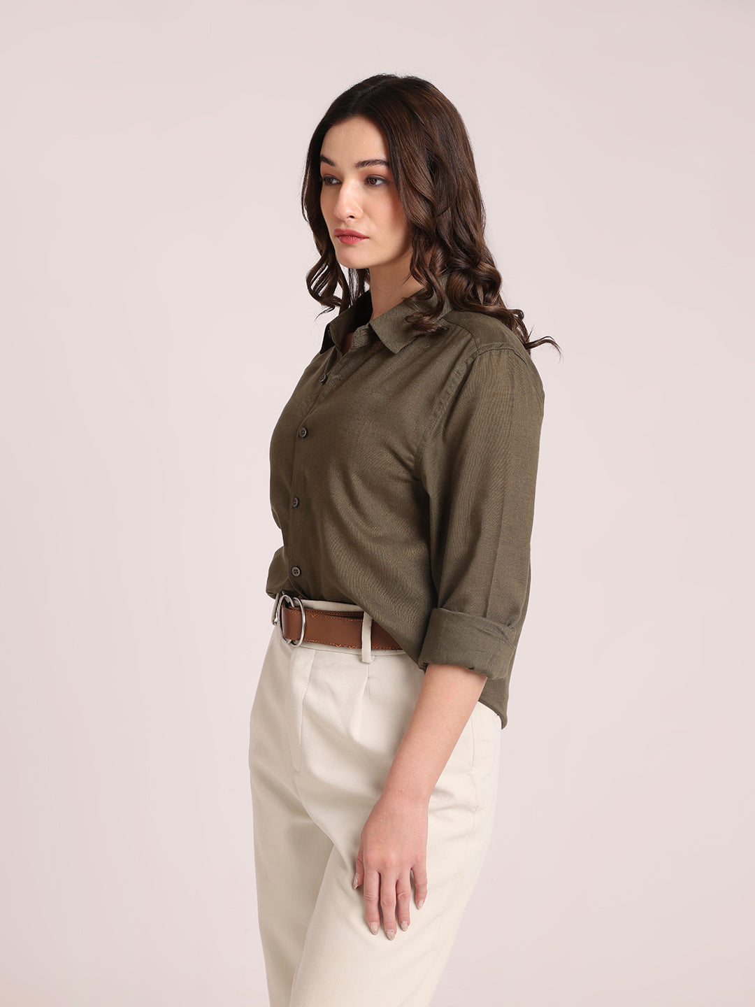 Dark Green Premium Linen Blend Shirt
