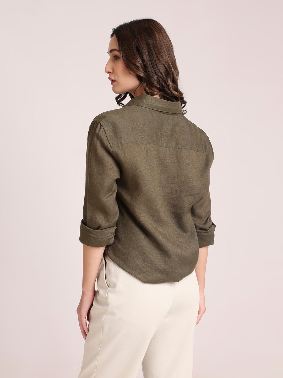 Dark Green Premium Linen Blend Shirt