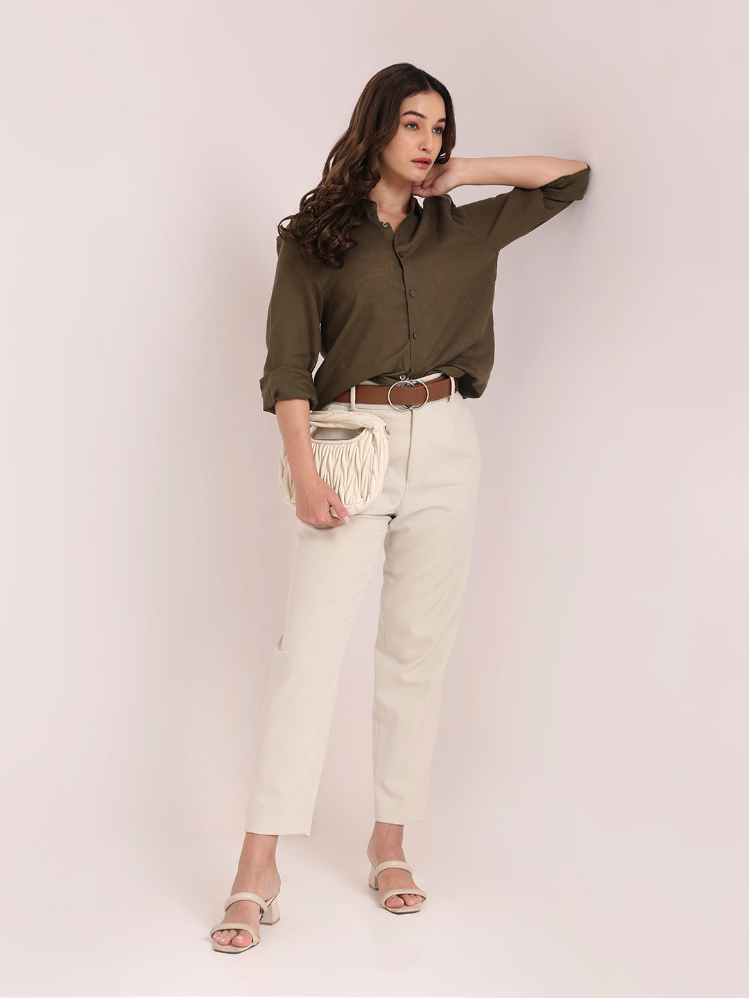 Dark Green Premium Linen Blend Shirt