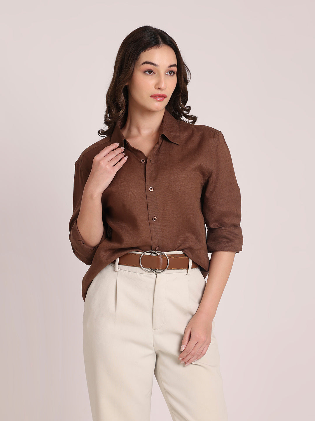 Khaki Premium Linen Blend Shirt