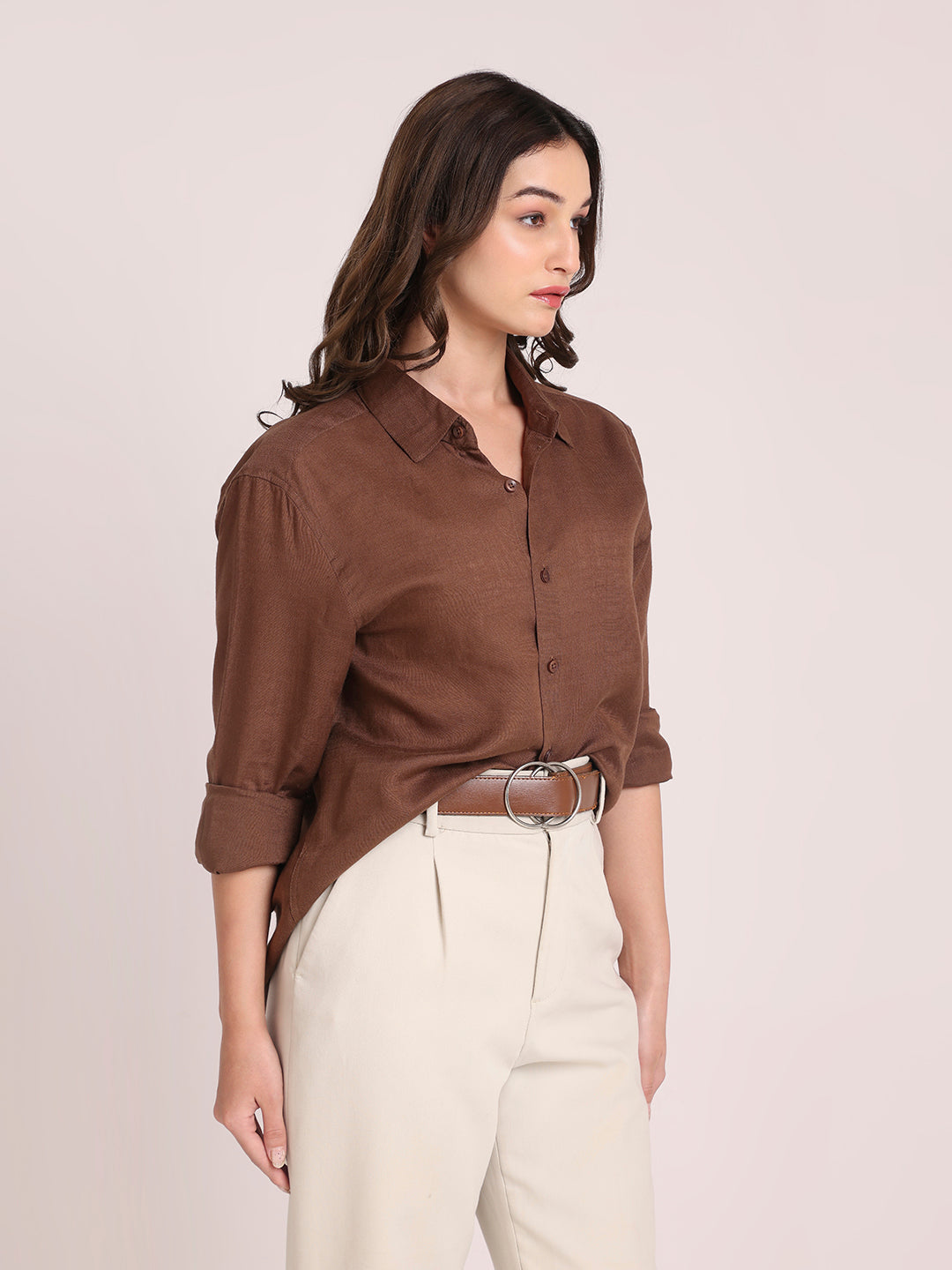 Khaki Premium Linen Blend Shirt
