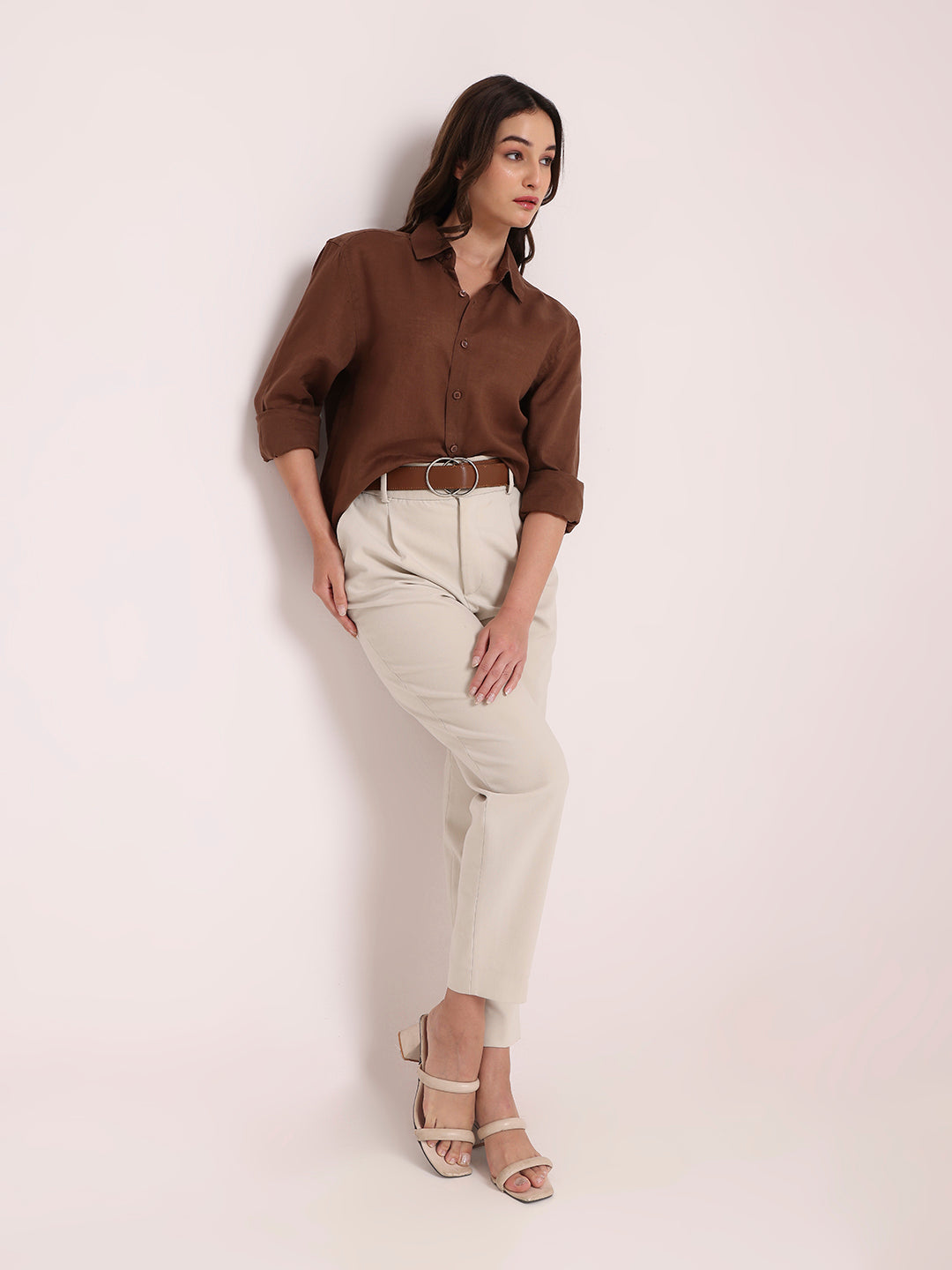 Khaki Premium Linen Blend Shirt