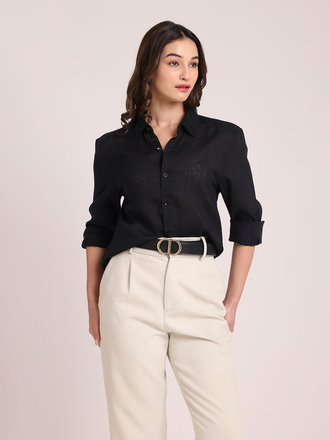 Black Premium Linen Blend Shirt
