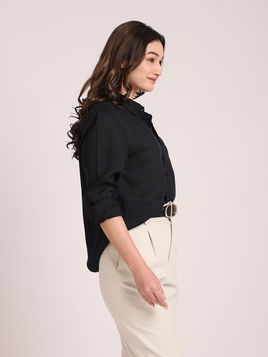 Black Premium Linen Blend Shirt