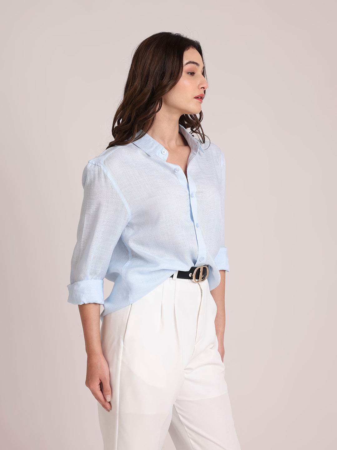 Light Blue Premium Linen Blend Shirt