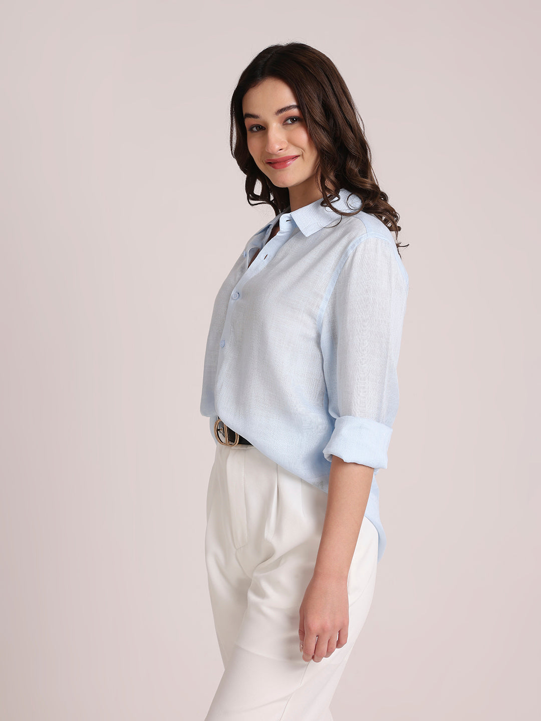 Light Blue Premium Linen Blend Shirt