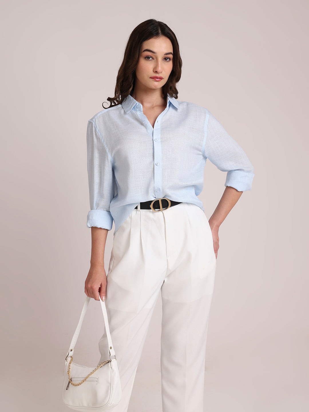 Light Blue Premium Linen Blend Shirt