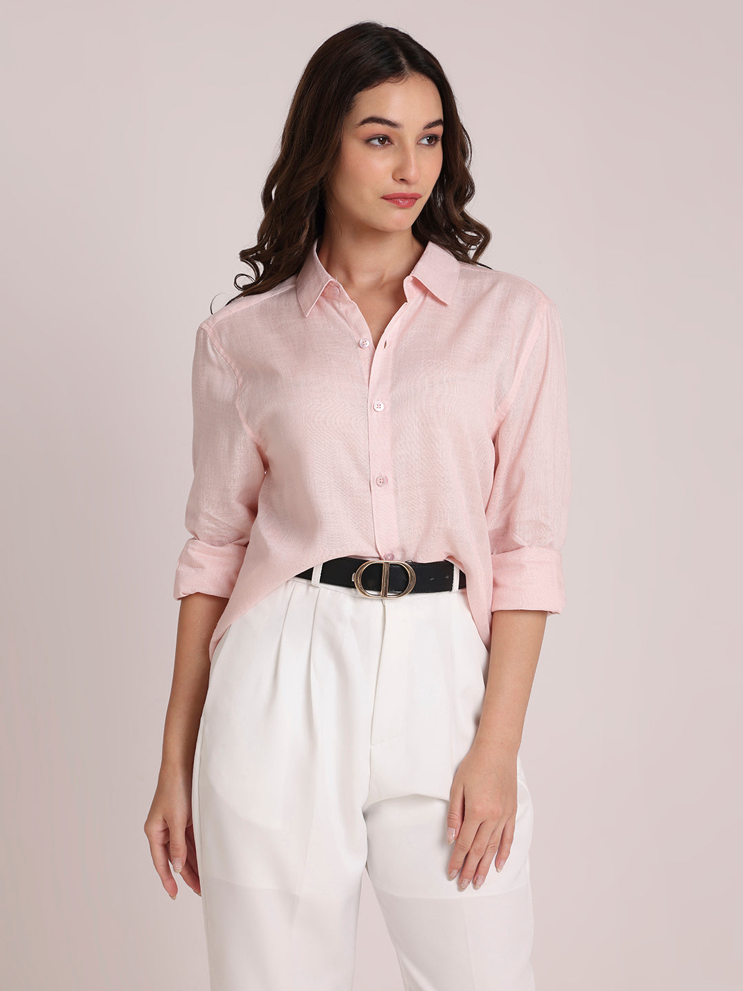 Light Pink Premium Linen Blend Shirt