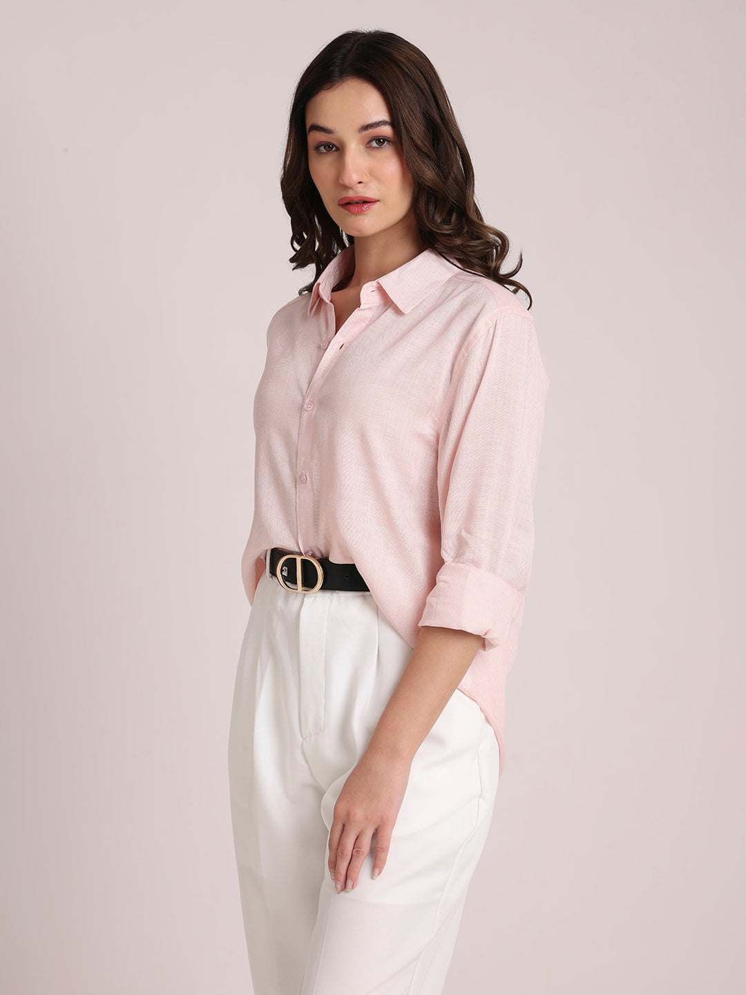 Light Pink Premium Linen Blend Shirt