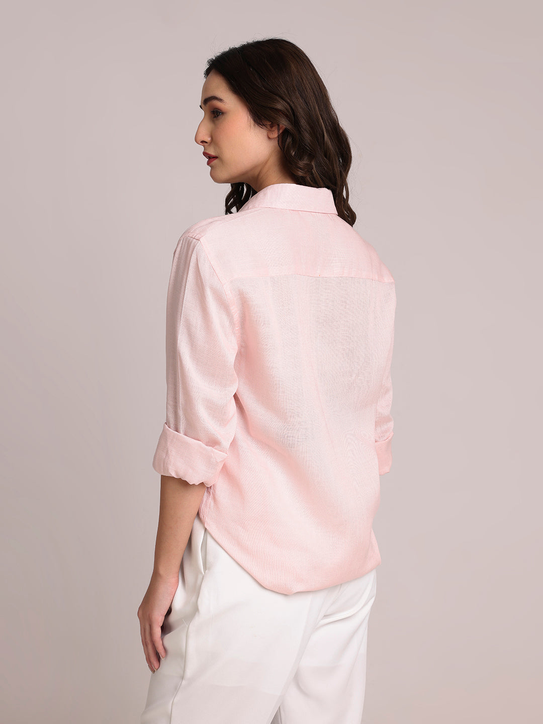 Light Pink Premium Linen Blend Shirt