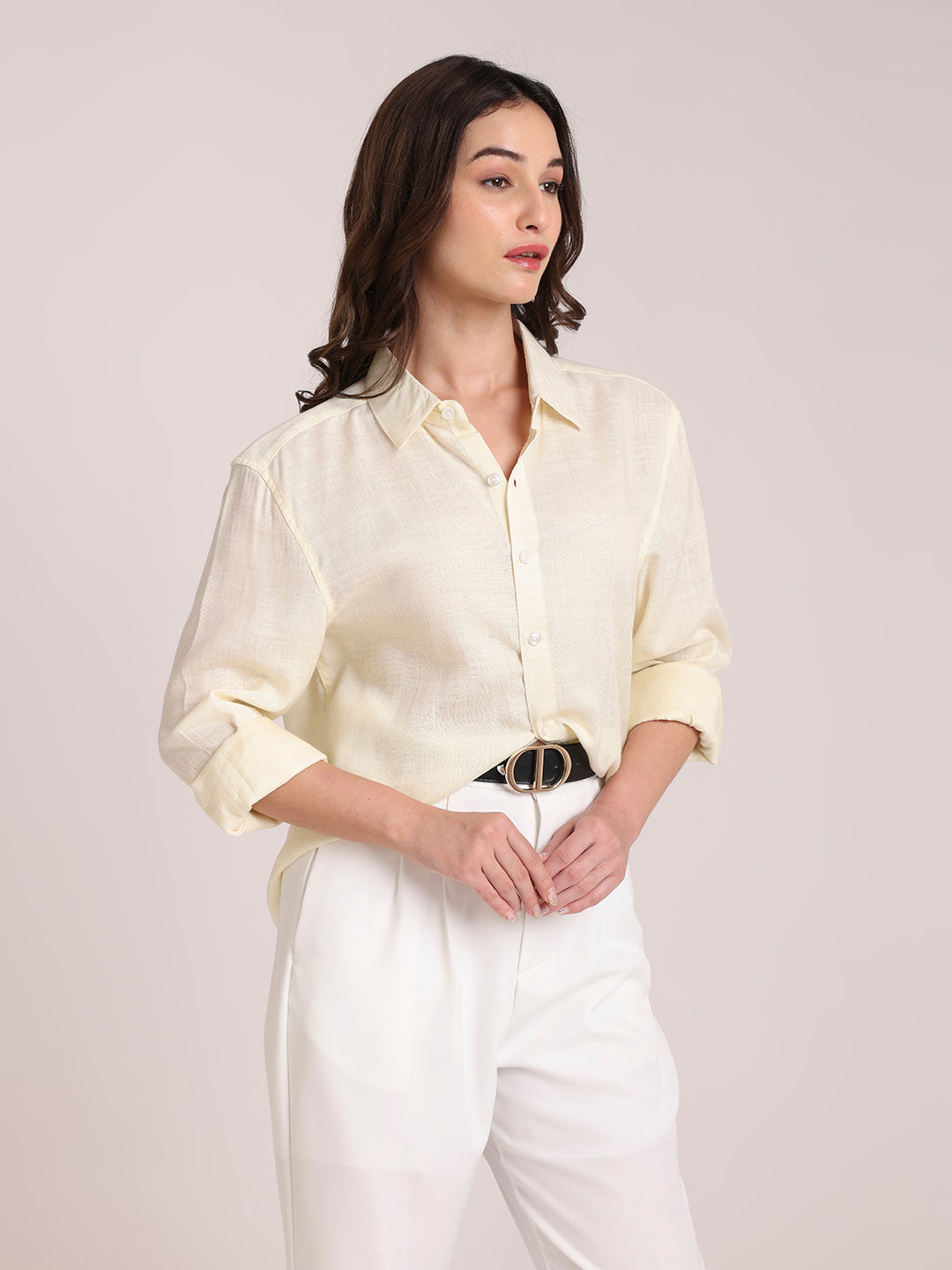 Lemon Yellow Premium Linen Blend Shirt