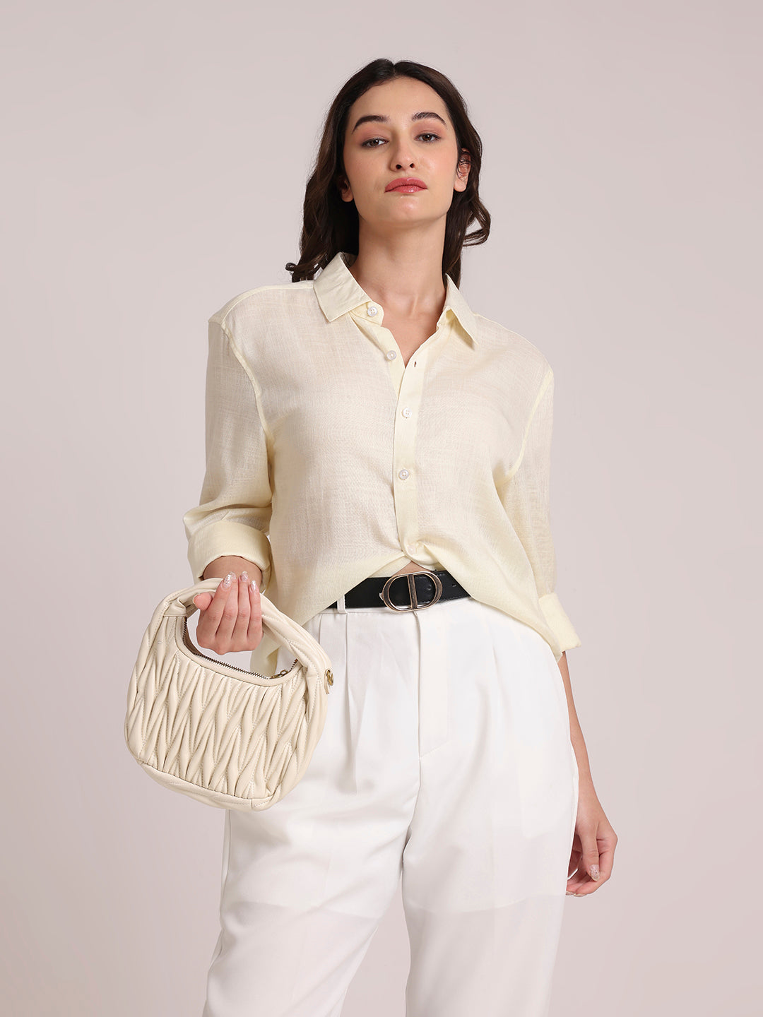 Lemon Yellow Premium Linen Blend Shirt