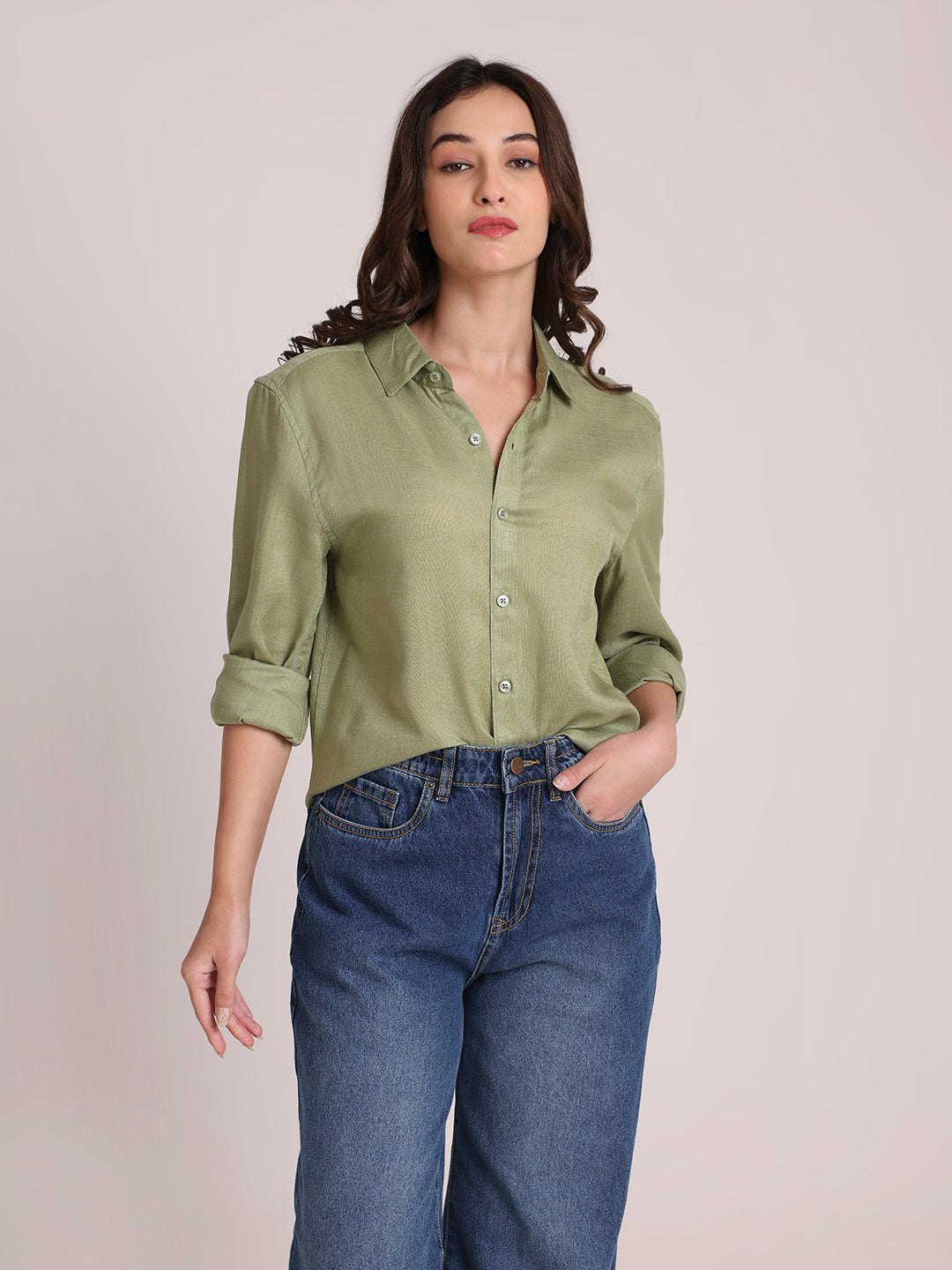 Olive Premium Linen Blend Shirt