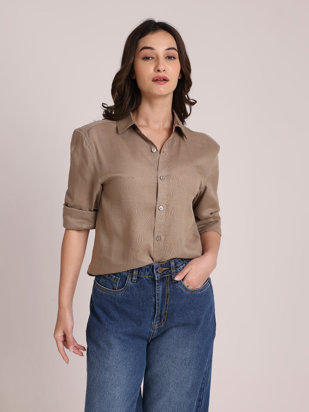 Beige Premium Linen Blend Shirt