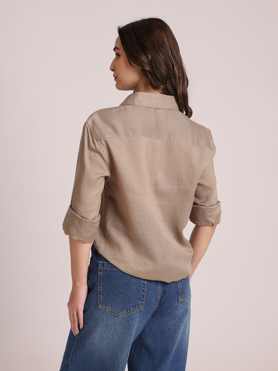 Beige Premium Linen Blend Shirt