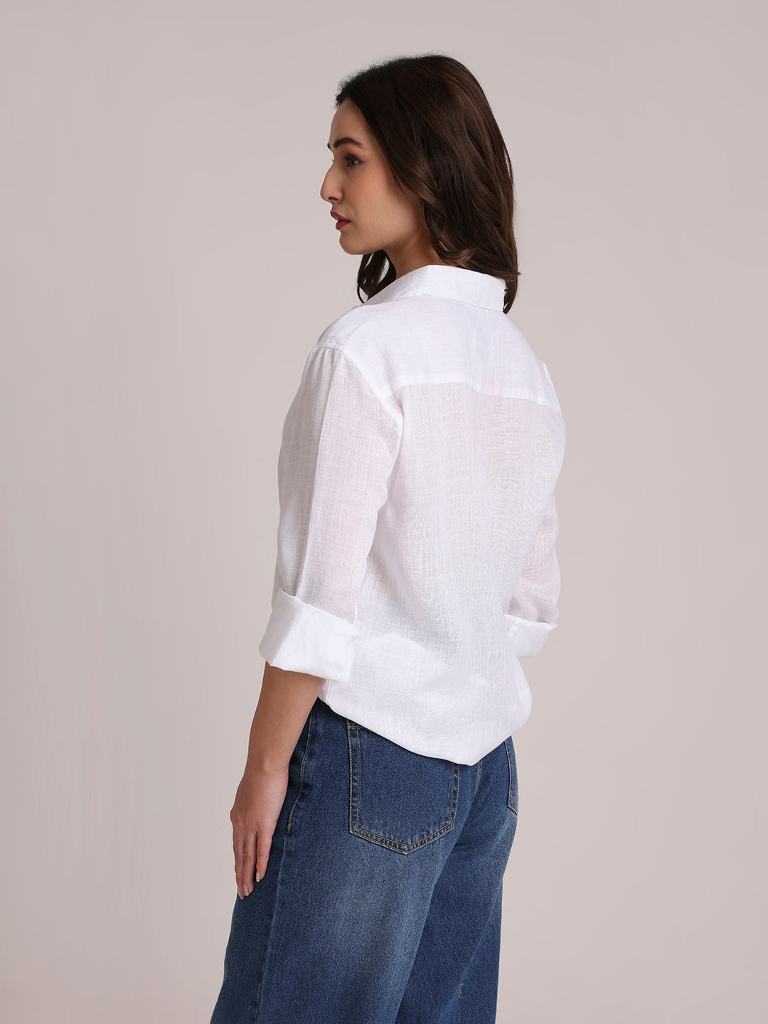 White Premium Linen Blend Shirt