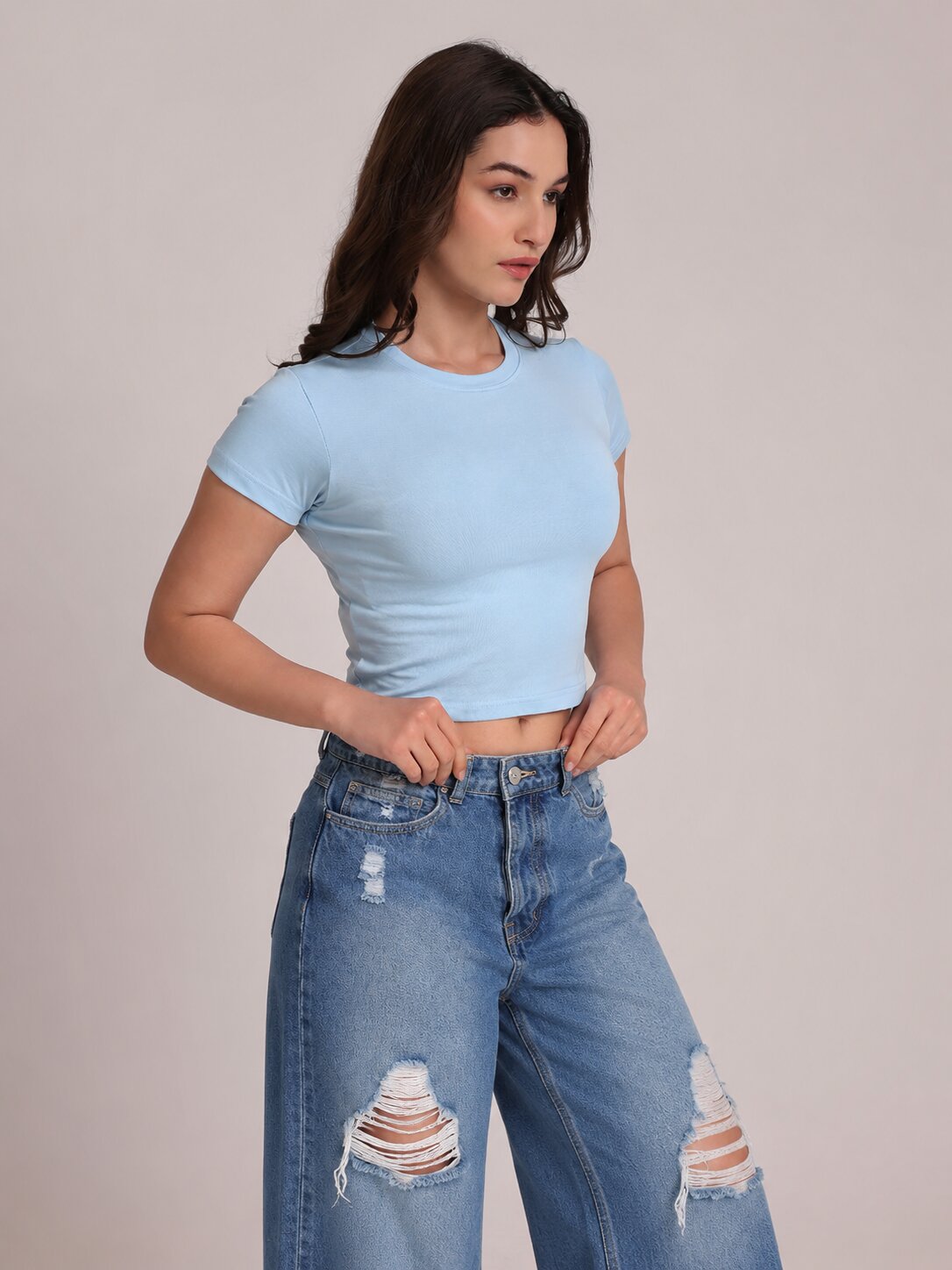 Light Blue Crop Top