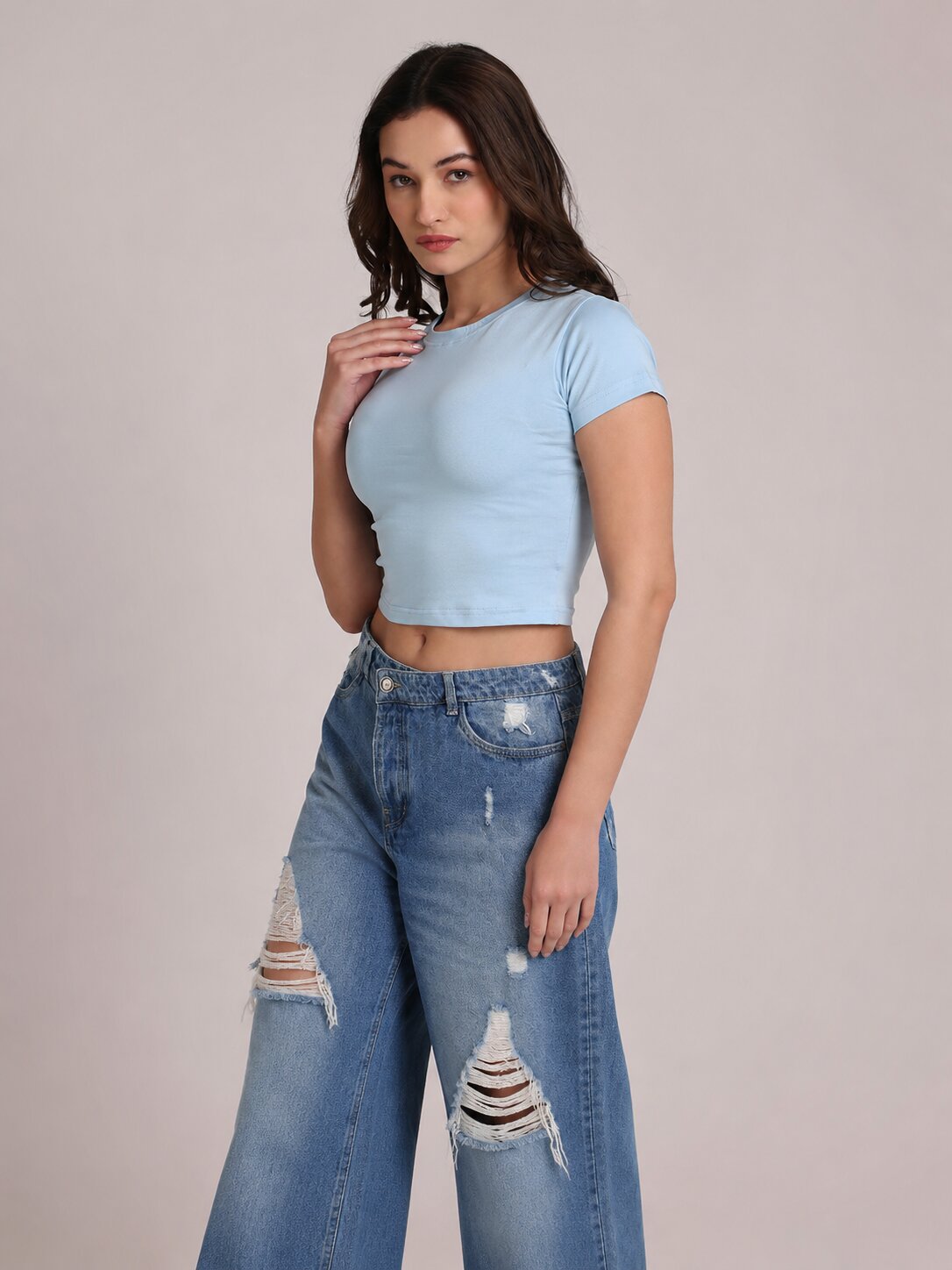 Light Blue Crop Top