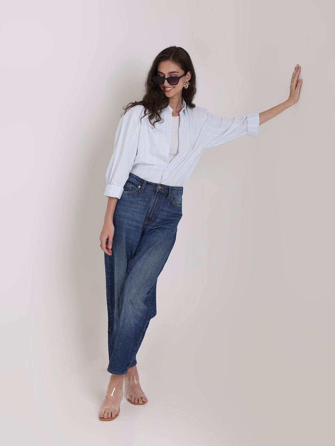 Sky Blue Oxford Striped Oversized Shirt