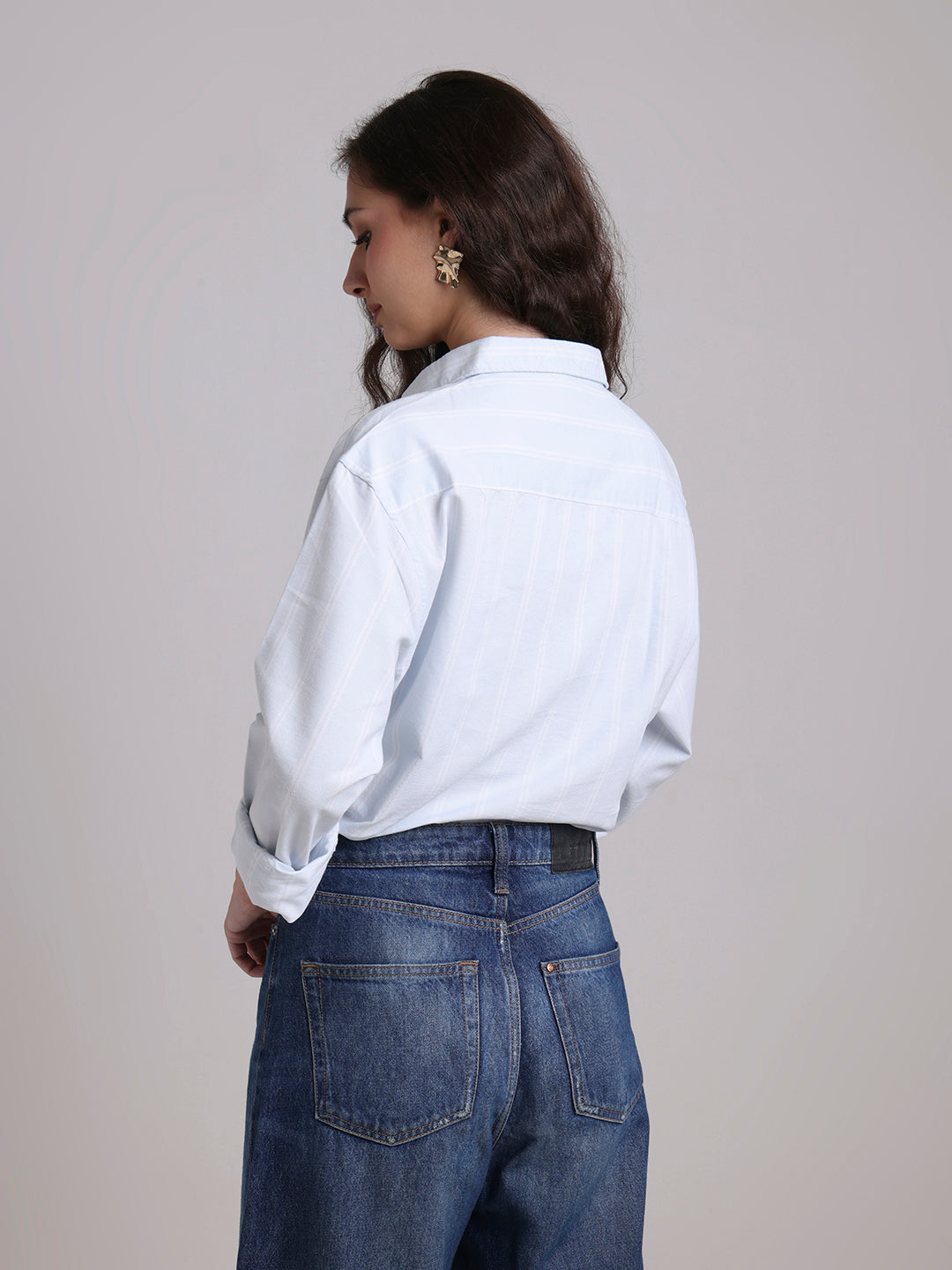 Sky Blue Oxford Striped Oversized Shirt