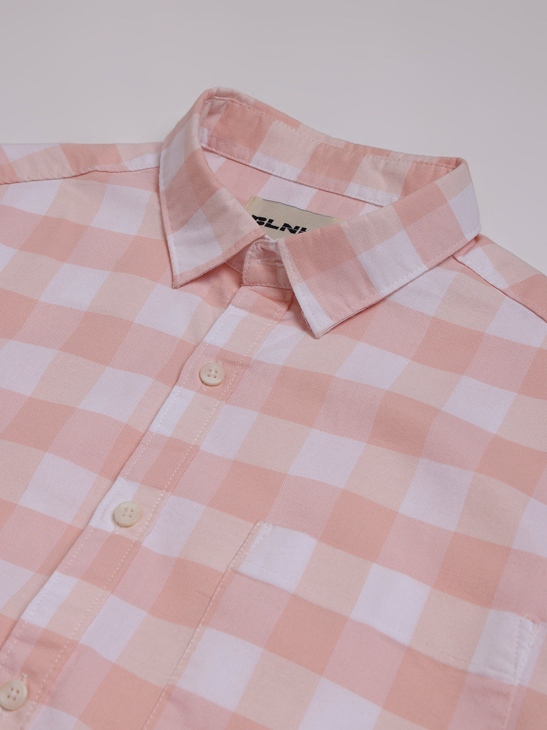 Oxford Peach Checkered Oversized Shirt