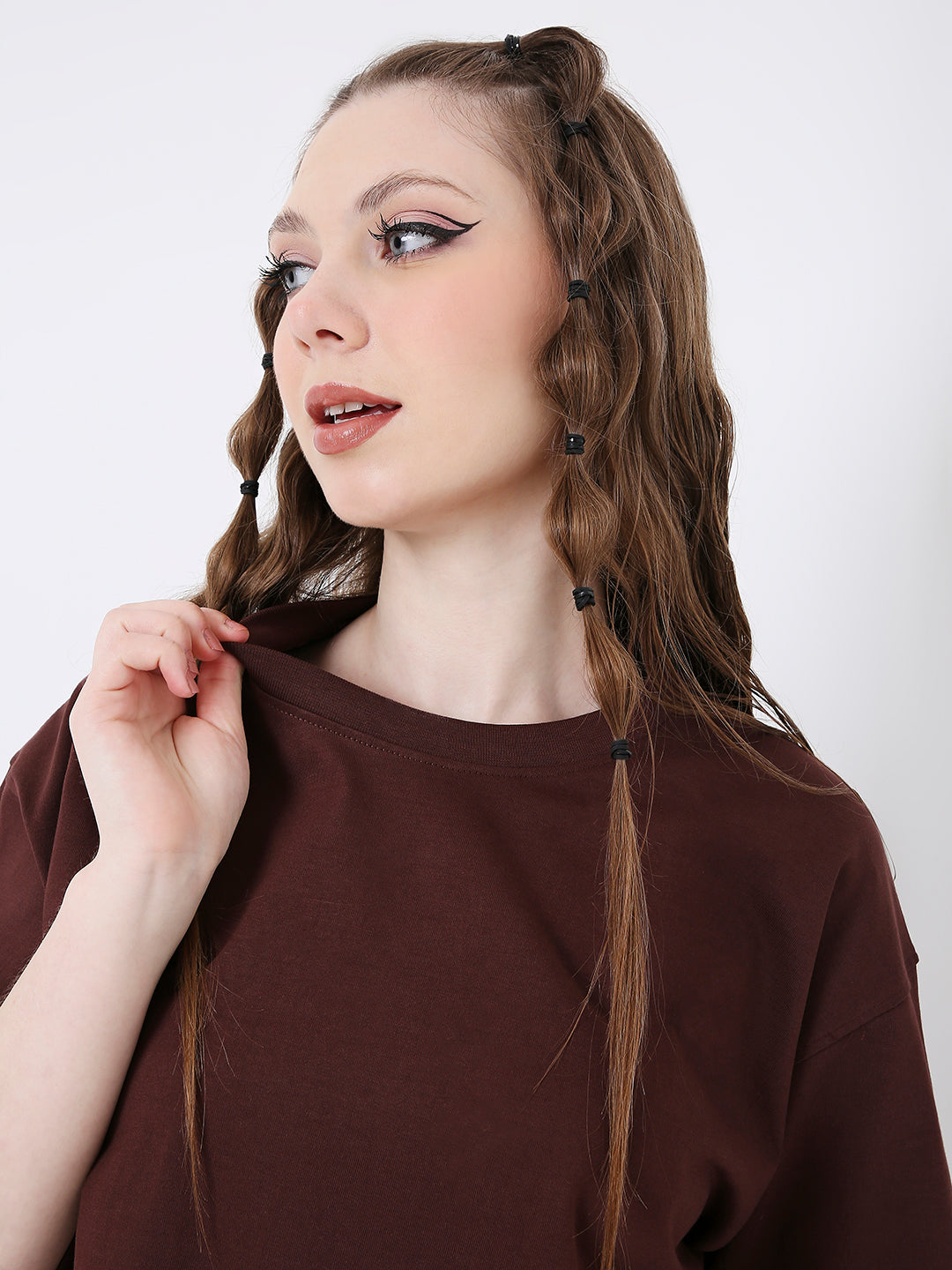 OVERSIZE CROP TOP: BROWN