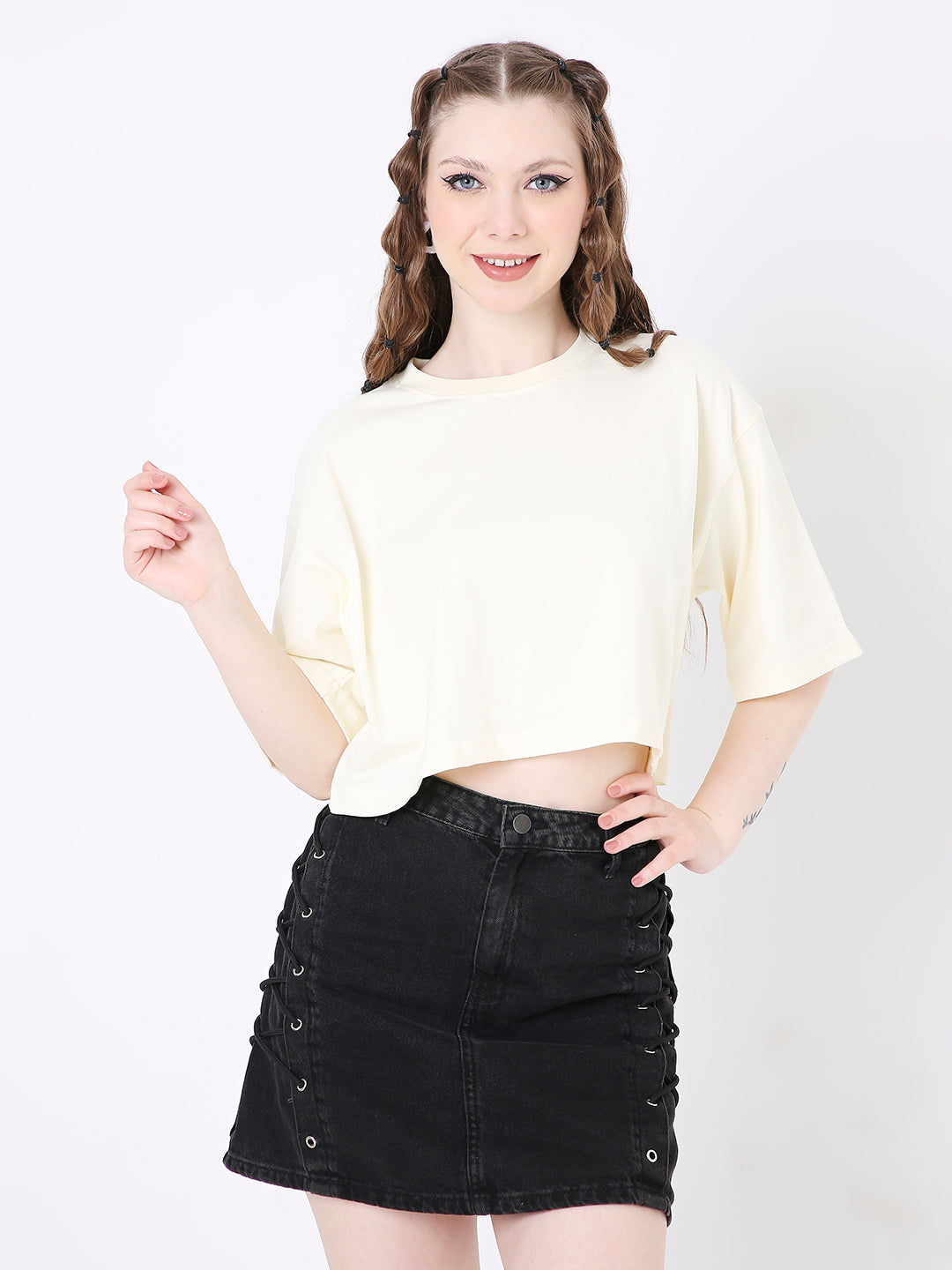 OVERSIZE CROP TOP: OFF-WHITE