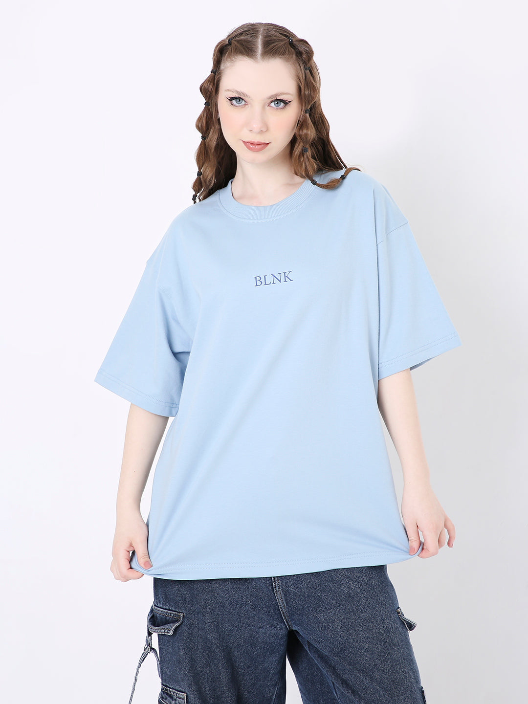 OVERSIZE LIGHT BLUE PRINTED TSHIRT