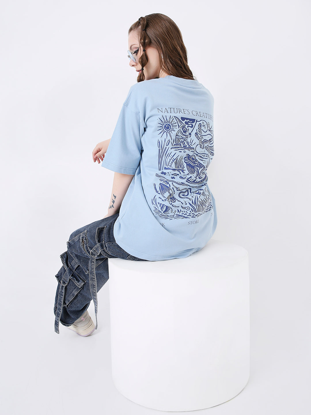 OVERSIZE LIGHT BLUE PRINTED TSHIRT