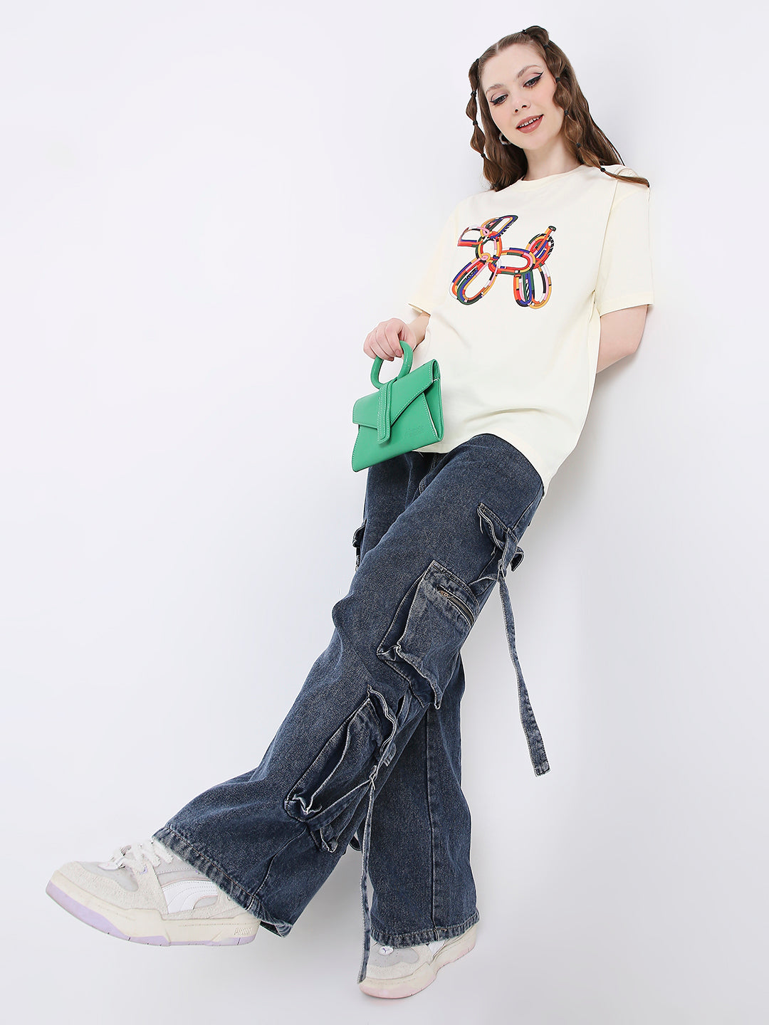 RELAXED FIT OFF-WHITE PRINTED TSHIRT