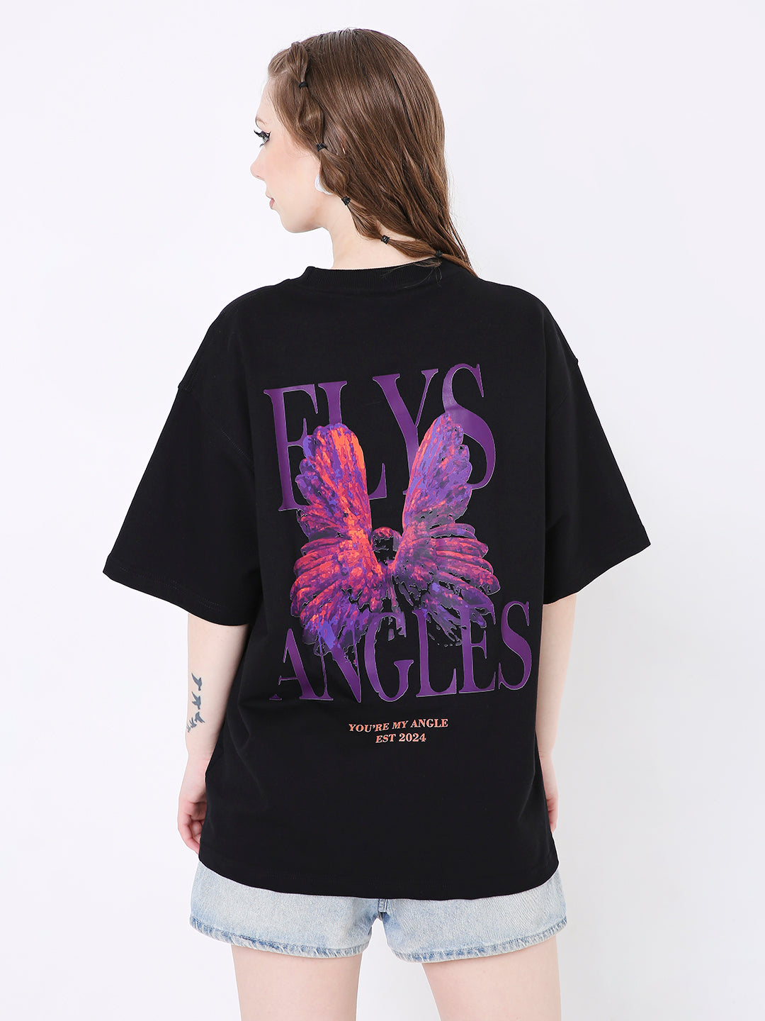 OVERSIZE BLACK PRINTED TSHIRT