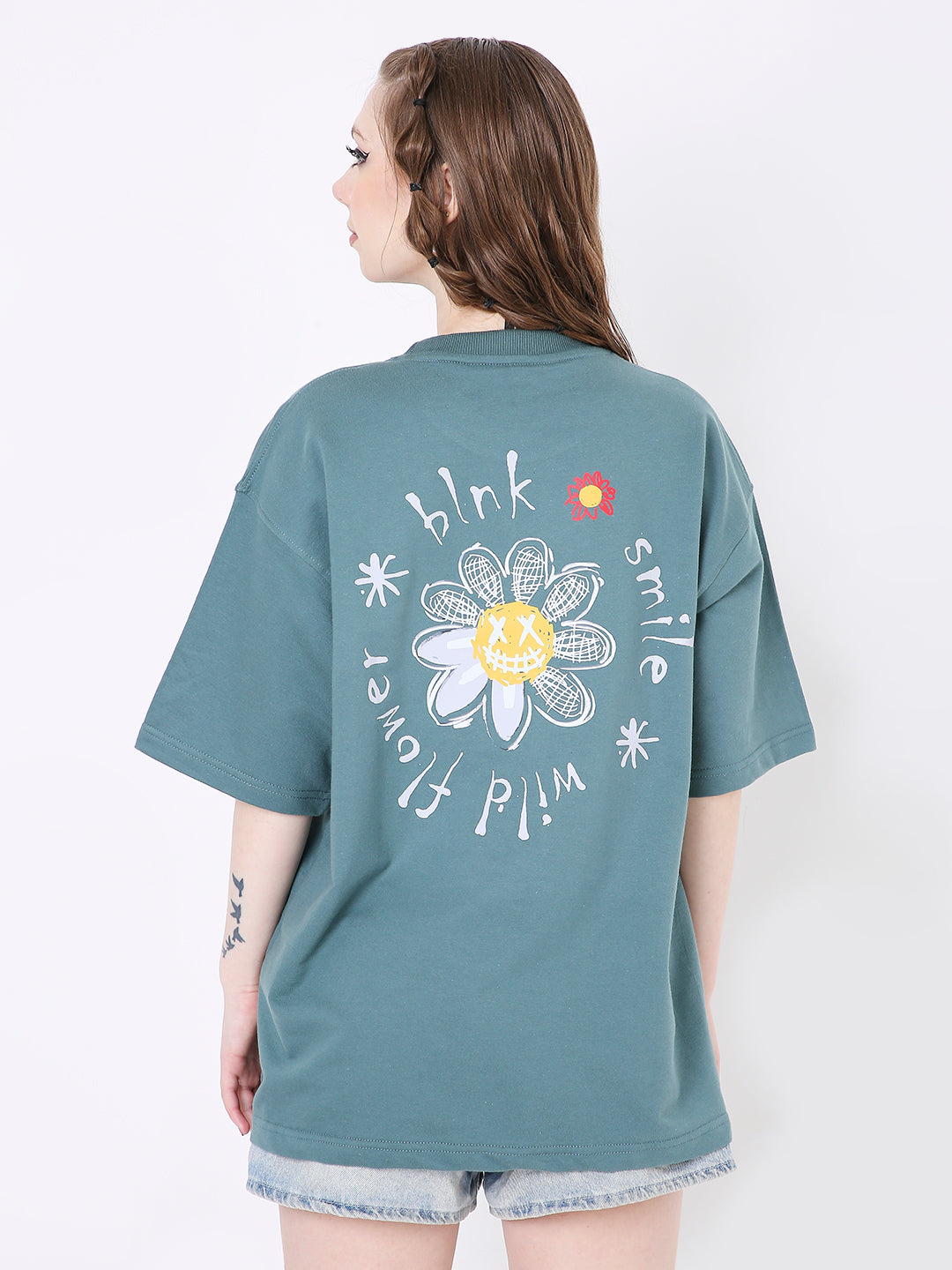 OVERSIZE SAPPHIRE BLUE PRINTED TSHIRT