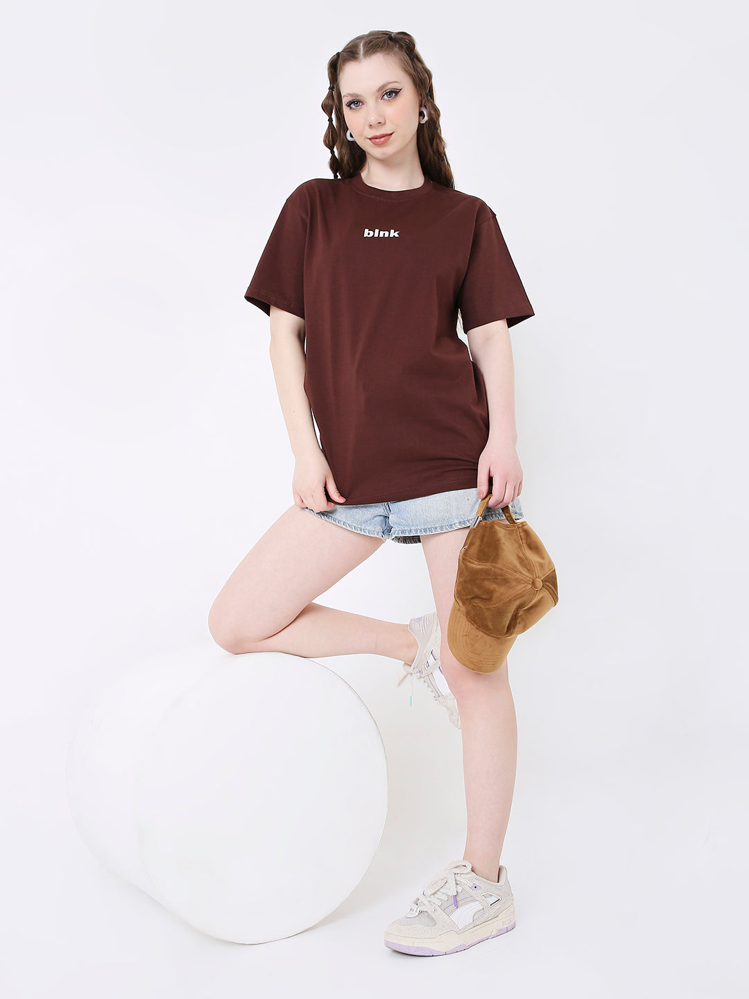 RELAXED FIT BROWN PRINTED TSHIRT