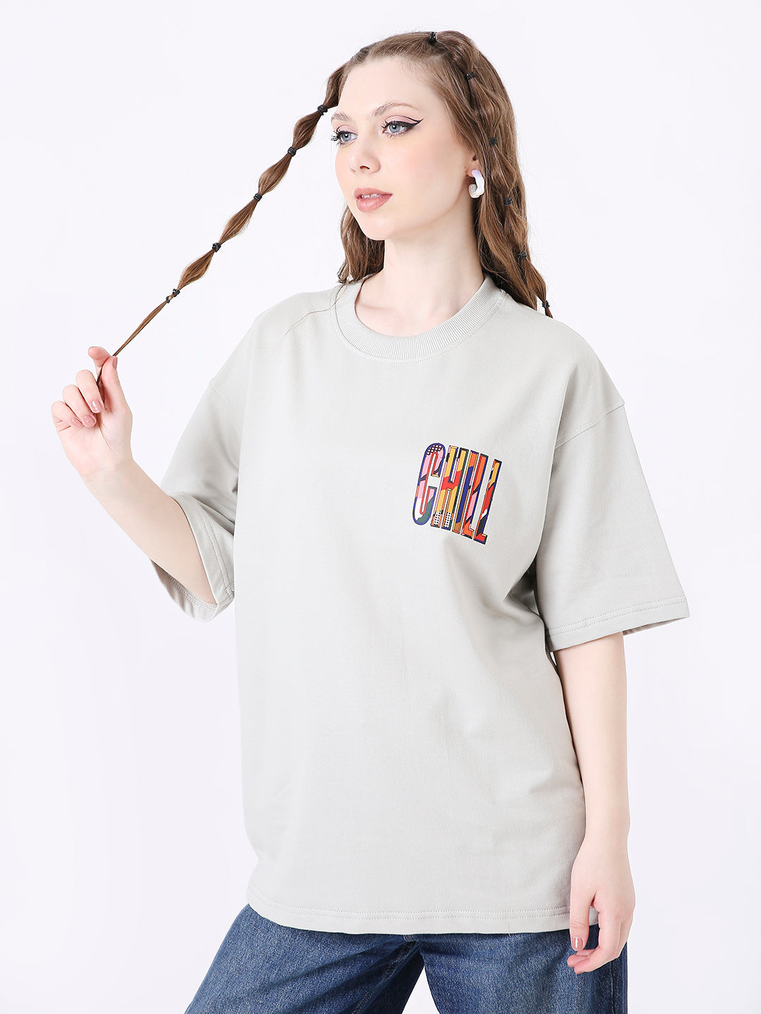 OVERSIZE SKIPPING STONE PRINTED TSHIRT
