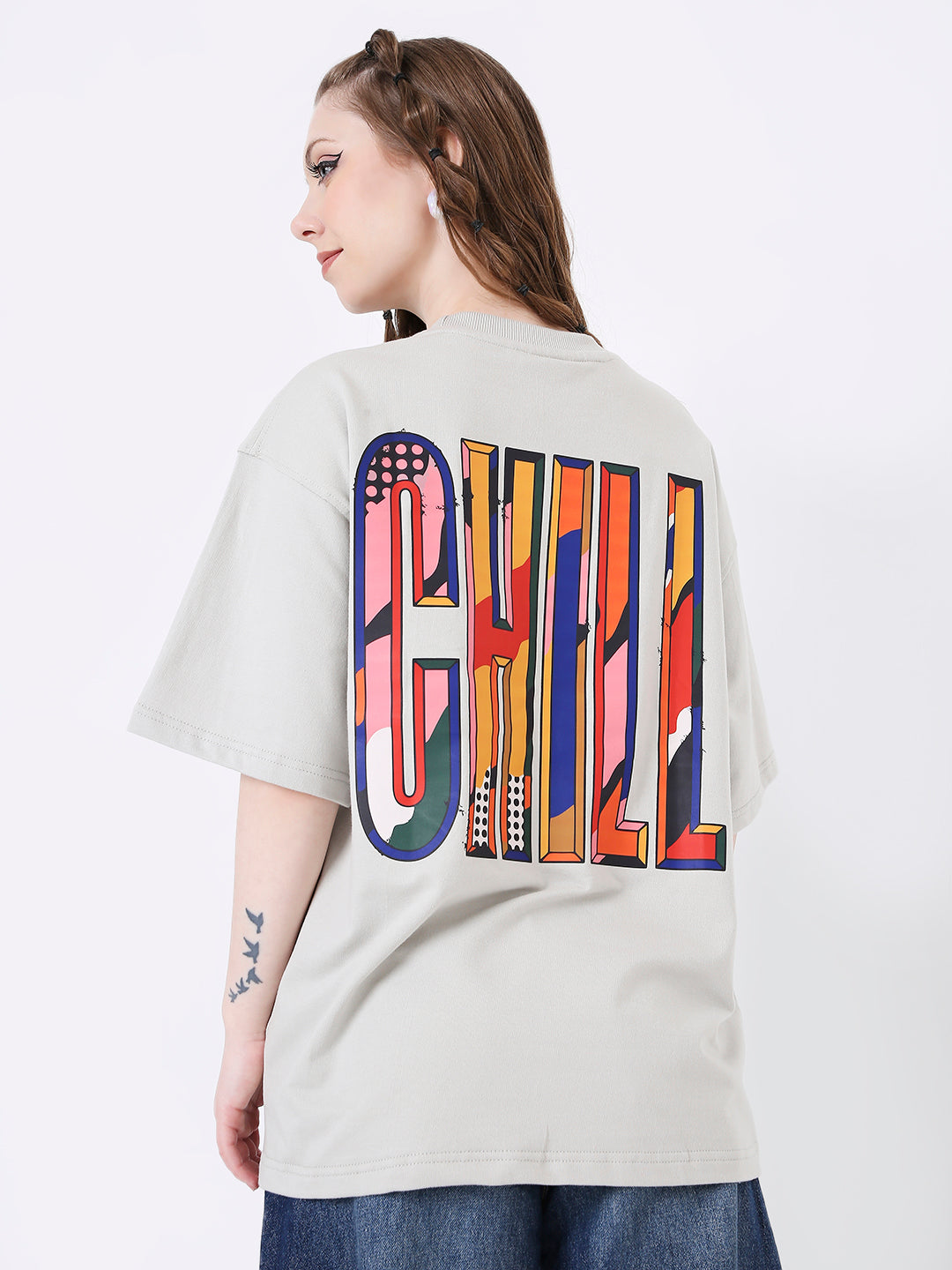 OVERSIZE SKIPPING STONE PRINTED TSHIRT