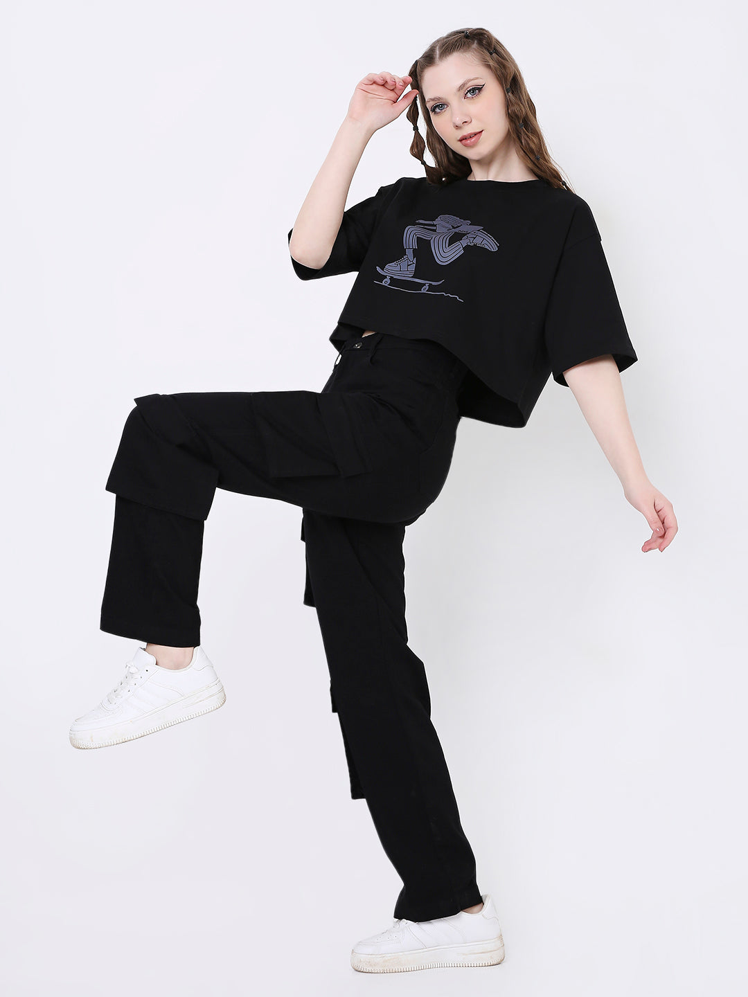 UNISEX 8 POCKET BLACK CARGO PANTS