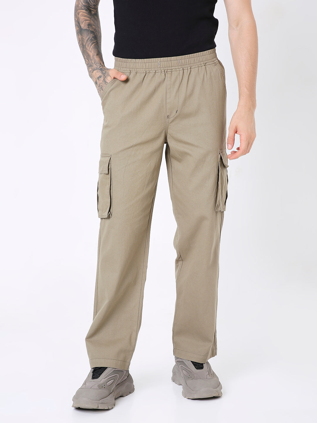 UNISEX ESSENTIAL 5 POCKET OLIVE CARGO PANTS