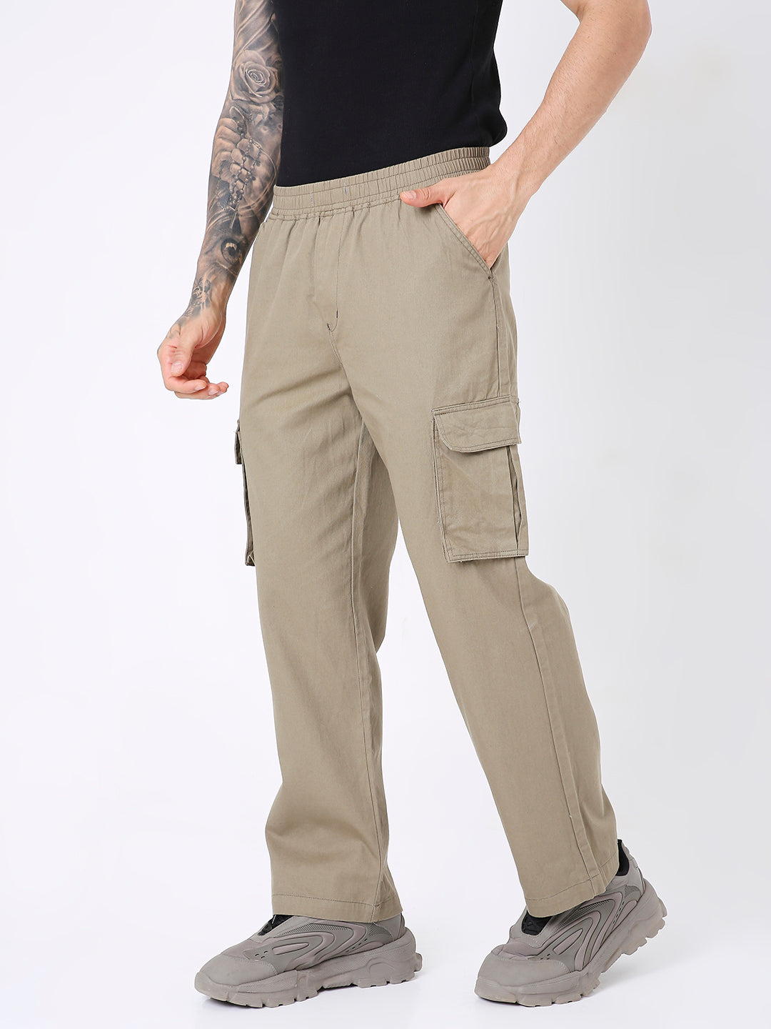 UNISEX ESSENTIAL 5 POCKET OLIVE CARGO PANTS