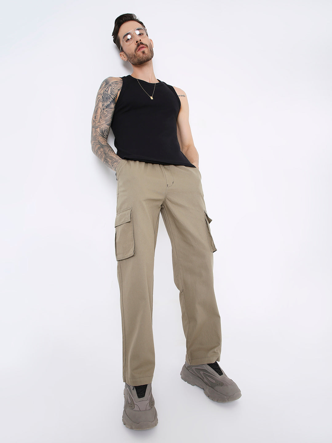 UNISEX ESSENTIAL 5 POCKET OLIVE CARGO PANTS
