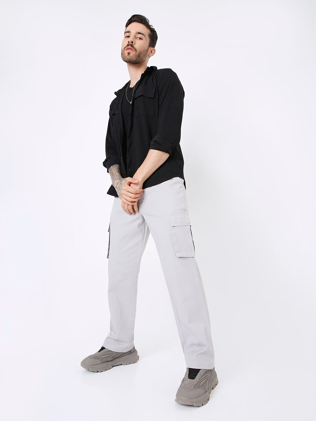 UNISEX ESSENTIAL 5 POCKET LIGHT GREY CARGO PANTS