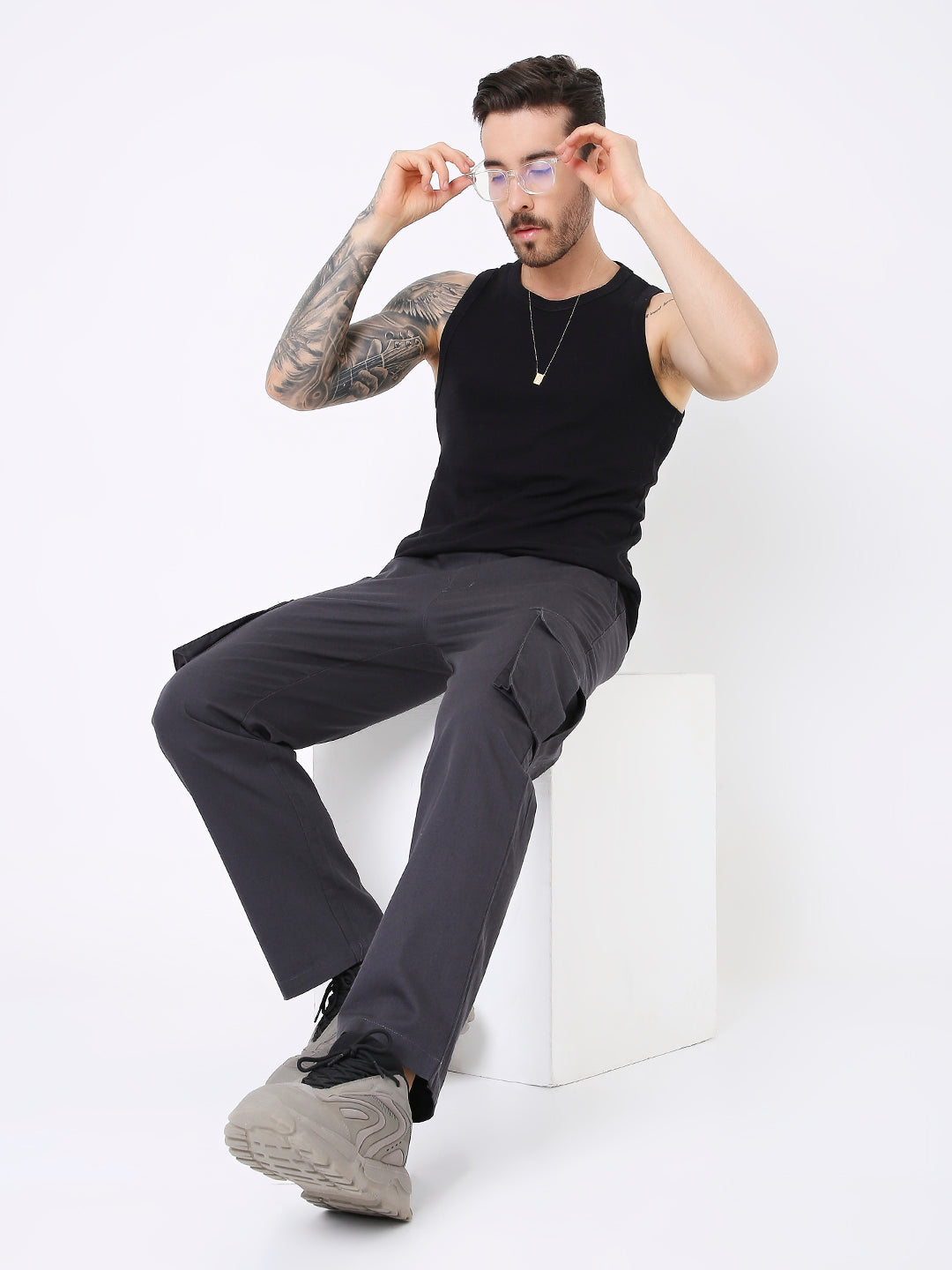 UNISEX ESSENTIAL 5 POCKET  DARK GREY CARGO PANTS